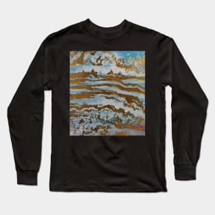 Gold and Blue Marble Long Sleeve T-Shirt